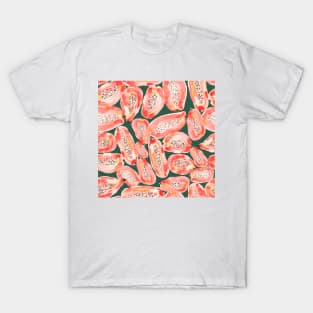 tropical fruits, orange papaya watercolor on green background T-Shirt